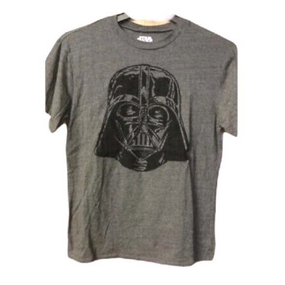 DARTH VADER Helmet STAR WARS T shirt Black Gray Velour Graphic Mens Large - Picture 2 of 10
